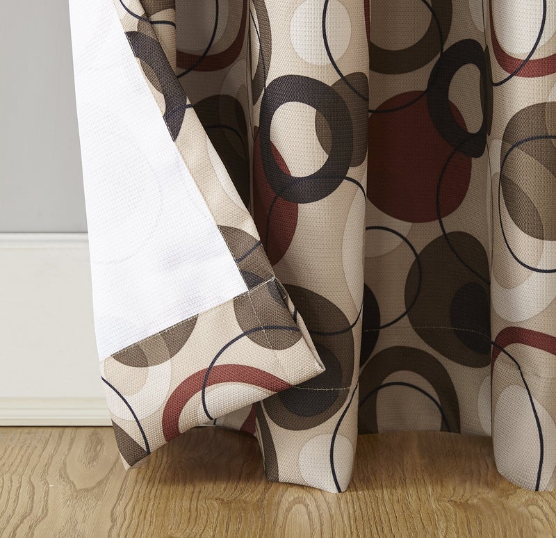 No. 918 43108 Celestial Geometric Print Grommet Curtain Panel, 48" x 63", Paprika Red - Image 3